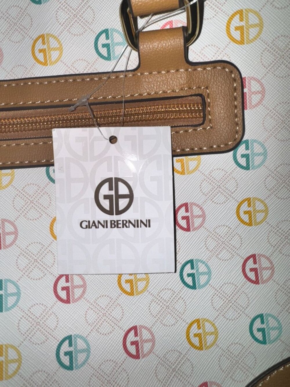 Giani Bernini Multicolor Logo Shoulder Bag Leather Trim & Handles Organizer - Picture 7 of 10